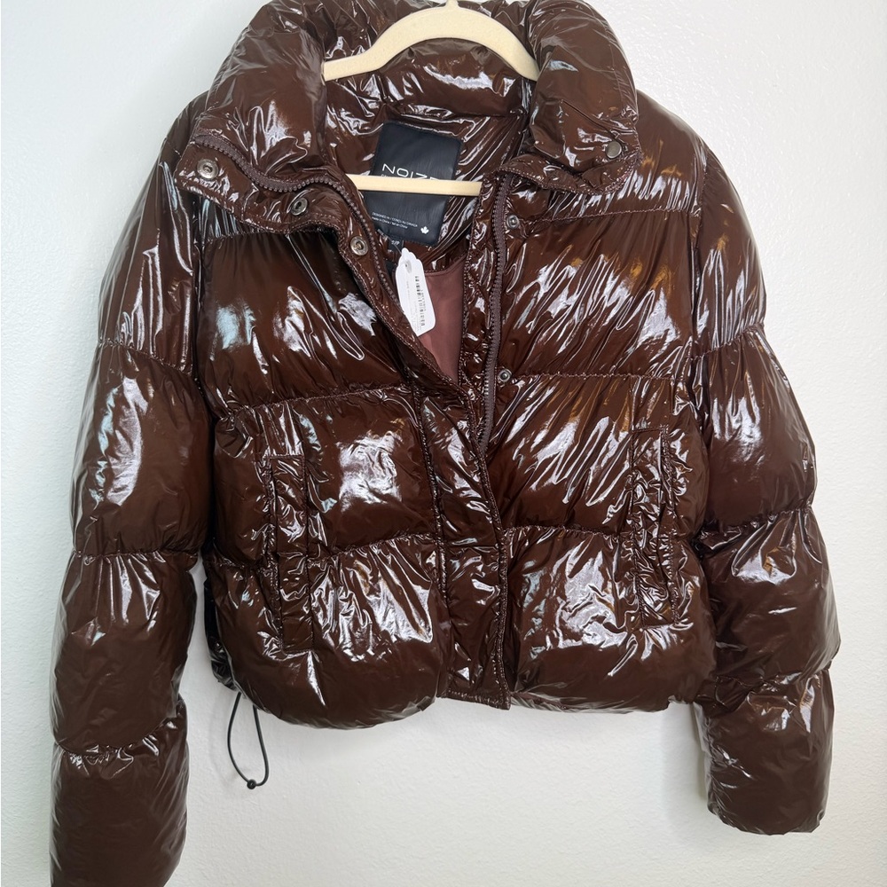 NWOT Noize ‘Coco’ Puffer Jacket Size Small Glossy Chocolate Winter Jacket